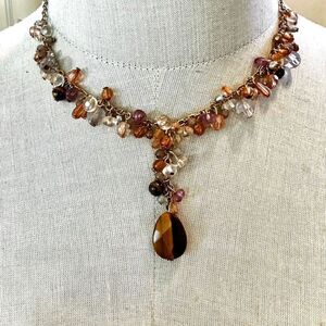 Avon tigers eye beaded Y choker necklace